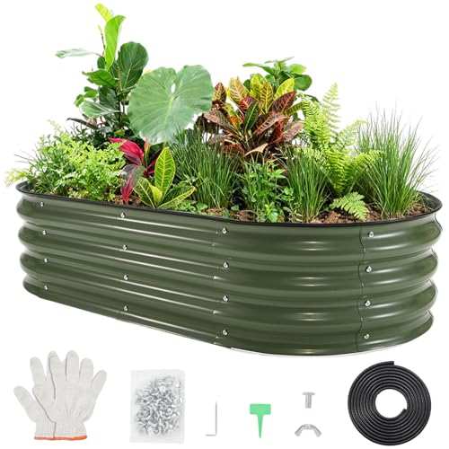 PeakPursuit 6X3x1Ft Galvanized Raised Garden Bed Kit, Metal Planter Box,