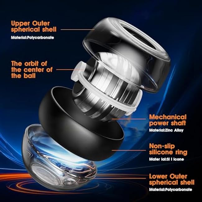 Curaball Hand Exerciser & Power Ball Hand Exerciser - Adjustable Resistance for Strengthening Fingers, Wrists & Arms -Includes Digital Counter & Portable Case (1)