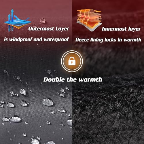 Image of Mens Skiing Jackets Winter Waterproof Snow Jackets Fleece Lined Insulated Heavy Parka Jackets Coats with Hoode