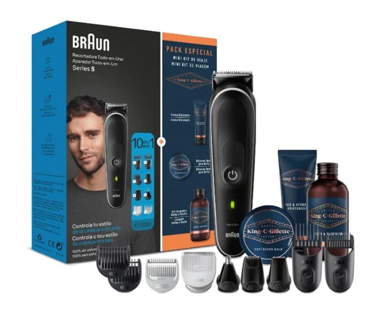 Braun Series 5 MGK5440 Recortadora 10 en 1 + Pack Especial King C. Gillette