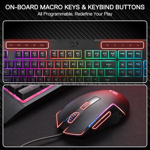 Image of Redragon S151 Gaming Keyboard & Mouse Combo, 104 Keys K525 Wired RGB Membrane Keyboard and 10000 DPI Wired M616 Gaming Mouse Bundle