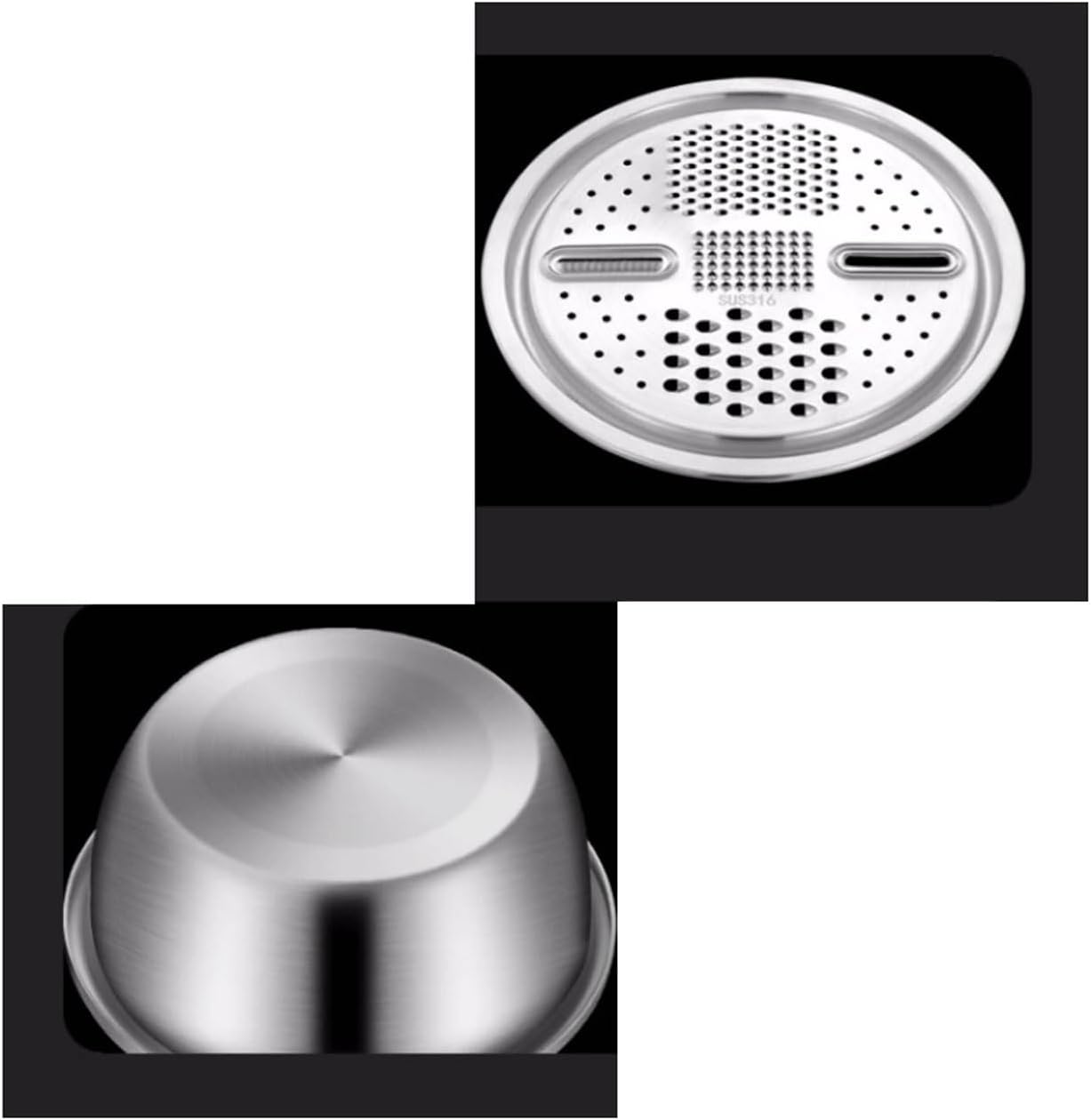 Salad Bowls Mixing Bowls Pots and Pans Serving Trays Soup Bowls 316 Stainless Steel Cooking Baking Nesting Bowls Grater 3 Piece Set，