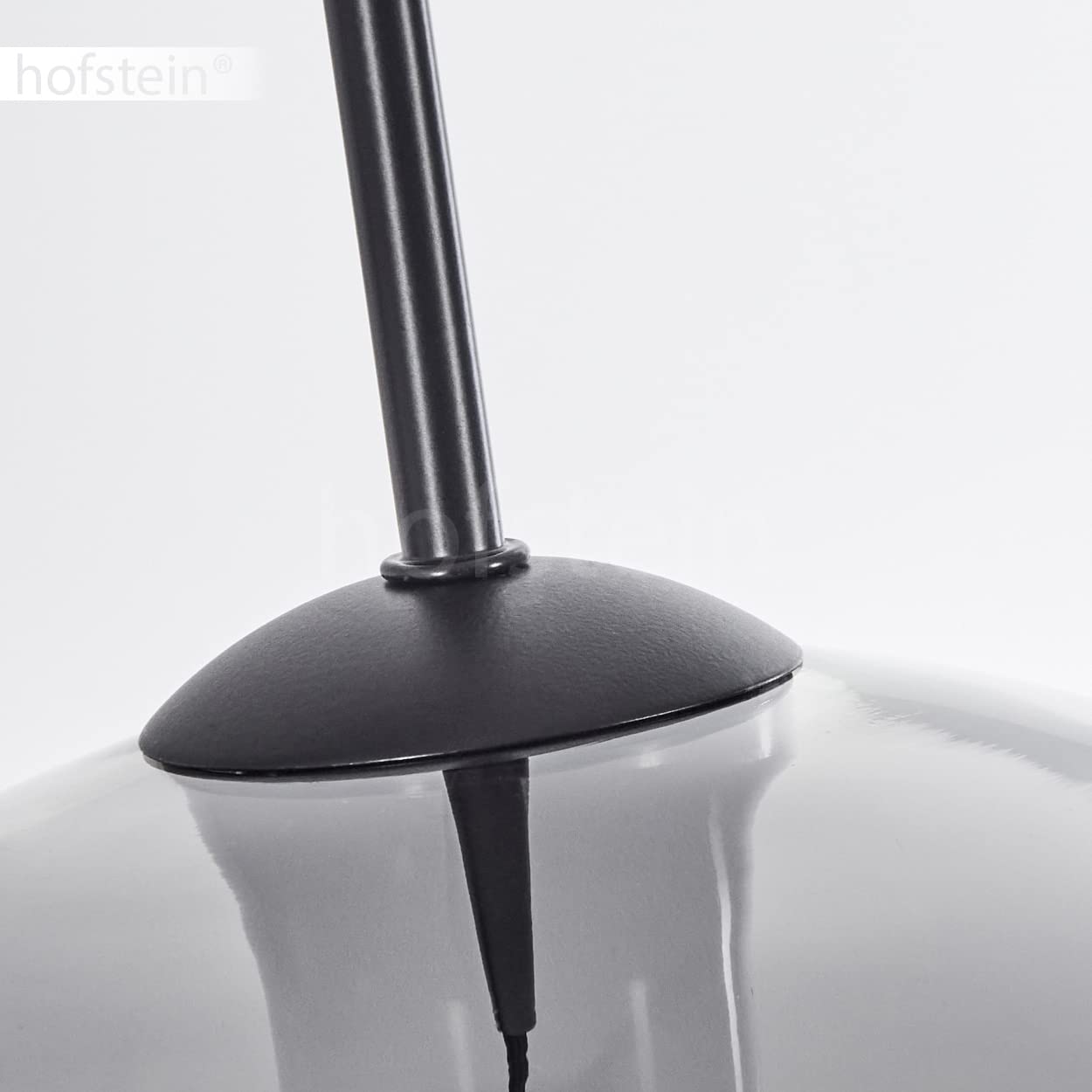 HOFSTEIN Hängeleuchte Koyoto, 1-flammige Hängelampe aus Metall/Glas in Schwarz/Rauchfarben/Klar, moderne Pendelleuchte im Retro/Vintage-Design, Ø 30 cm, E27, Esszimmer, Küche, Wohnzimmer