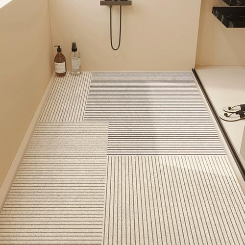 Surwin alfombrilla de ducha antideslizante, moderna y sencilla, lufa PVC suave, con desagüe lavable y secado rápido (superposición, 60 x 120 cm)