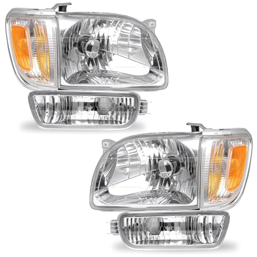 WEELMOTO for 2001-2004 Toyota Tacoma Headlights Assembly Replacement for 01 02 03 04 Tacoma Headlight+Corner Parking Signal Lights+Bumper Light