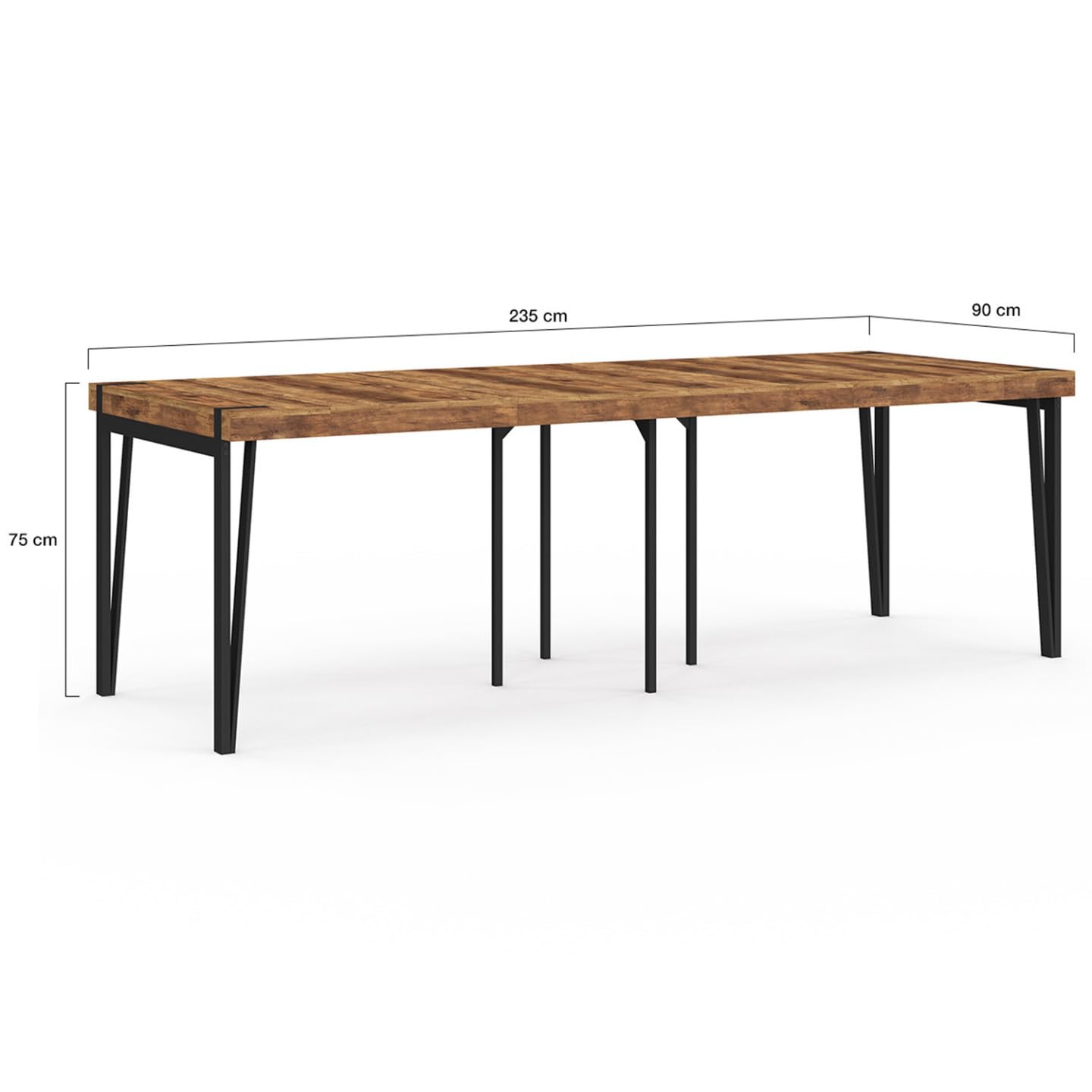 IDMarket - Consolle allungabile AUSTRIA, 10 posti, 235 cm, design industriale