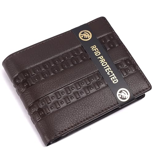 MAWESHI Mens RFID Blocking Soft and Slim Genuine Leather Bi-fold Wallet with Coin Pocket and Multiple Card Holder Slots- Handcrafted with Full Grain Leather | 4.5 inches, Casual (Brown X)