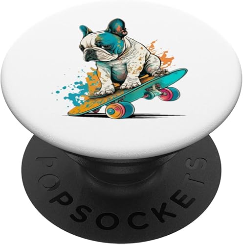 Bulldog francés - Patineta colorida para perro inglés francés PopSockets intercambiables PopGrip