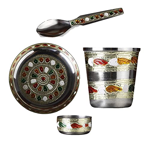 Image of Laddu Gopal kanha ji Thakur ji bhagwan bhog puja prasadam Thali Set for Home mandir or Gifting to Others (4 Items)
