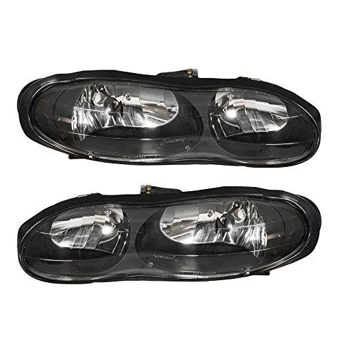MILLION PARTS Pair Front Headlight Assembly Compatible with Chevrolet Camaro 1998 1999 2000 2001 2002 Left Right Side Replacement Headlamps Driving Light Black Housing Clear Lens
