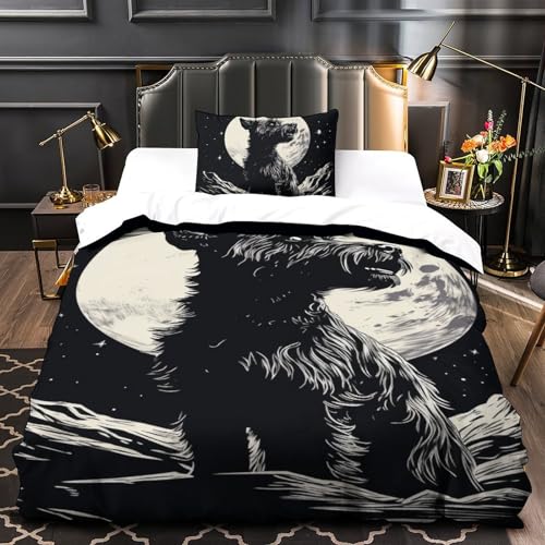 Housses de couettes 3 pièces Samoyède imprimé lit simple en microfibre