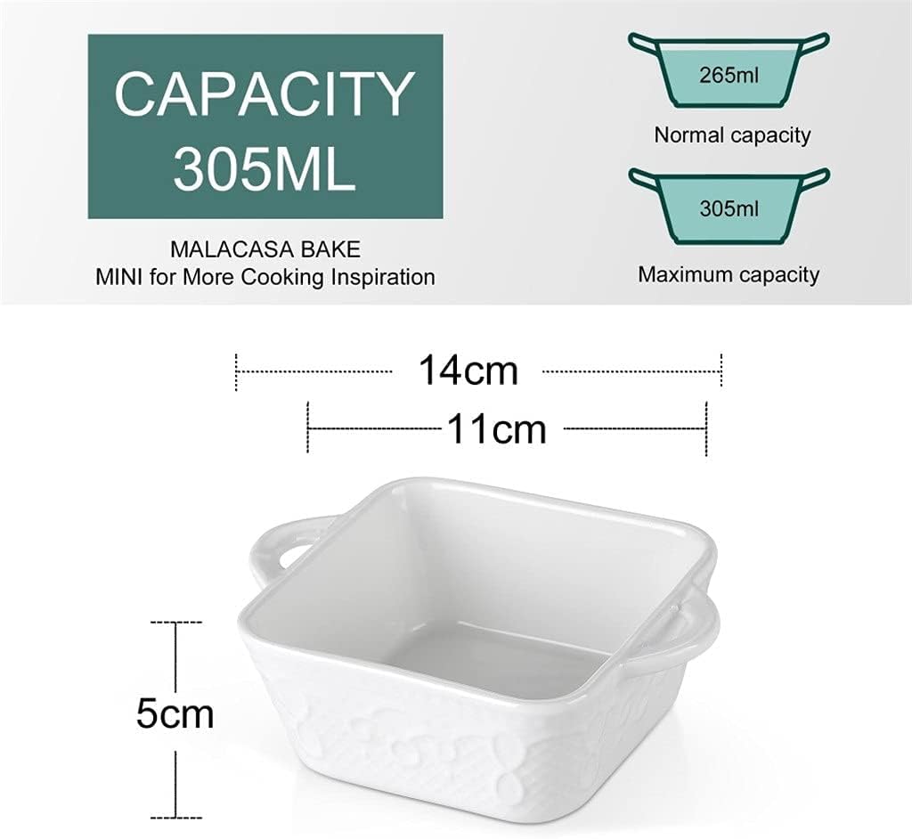 4/8-Piece 305 ml Ceramic White Porcelain Bake Plate Pans Set with Handle Souffle Brulee Pie Tapas Baking Dishes Bakeware (Size : 8-Piece) (8)