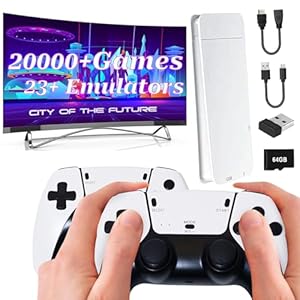 Retro Game Stick Wireless Retro Game Console Built-in 23 Emulators 20000+ Games Classic Plug & Play Video Games with 4K HDMI Output & Dual 2.4G Wireless Controller Gamepad