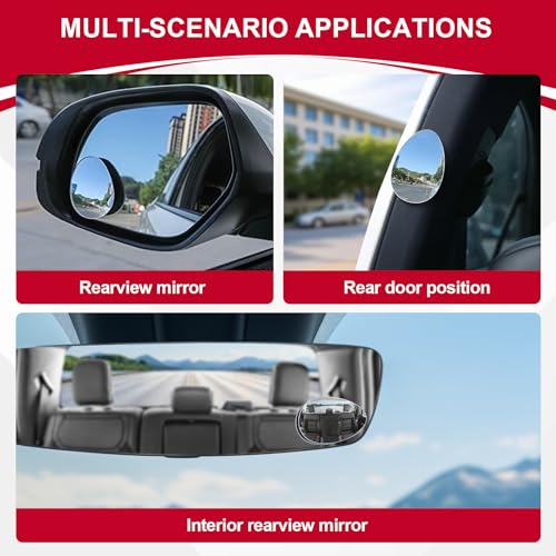 Image of LivTee Blind Spot Mirror, Oval HD Glass Frameless Convex Rear View Mirror with wide angle Adjustable Stick for Cars SUV and Trucks, Pack of 2