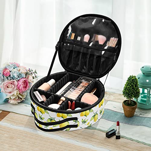 Lemon Travel Makeup Train Case For Women Cosmetic Bag Organizer With Adjustable Dividers Durable Roomy Makeup Bags For Journey Makeup Beginners Women #TOP5