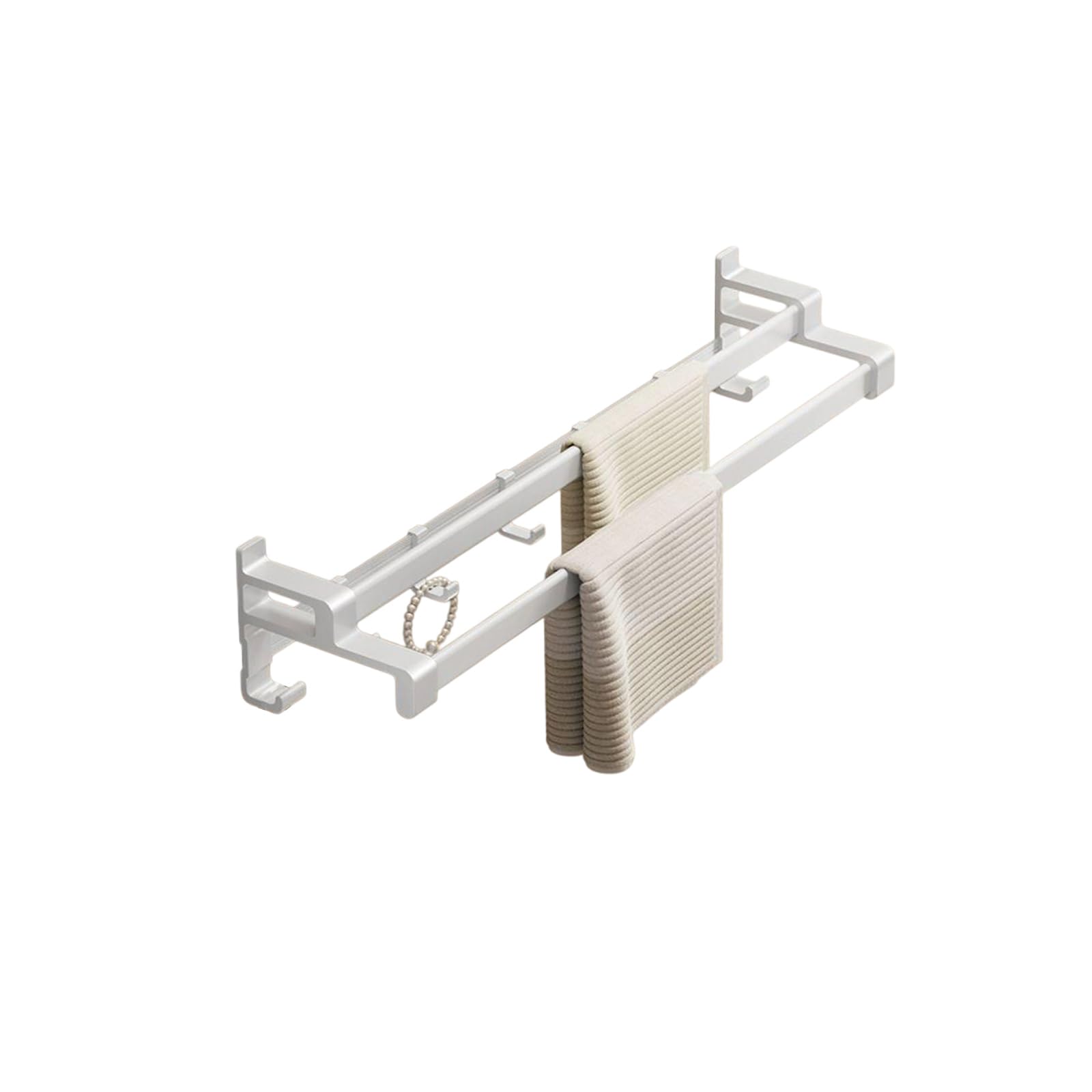 Porte-serviettes double barre en aluminium blanc chic 60cm pour salle de bain d'hôtel
