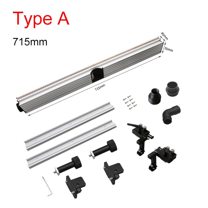 VIDOO Płot do Stołu Wiertarki Pionowej Stop Aluminium 715mm 920mm Odciąg Pyłu Wydajne Narzędzie Pozycjonujące-715mm