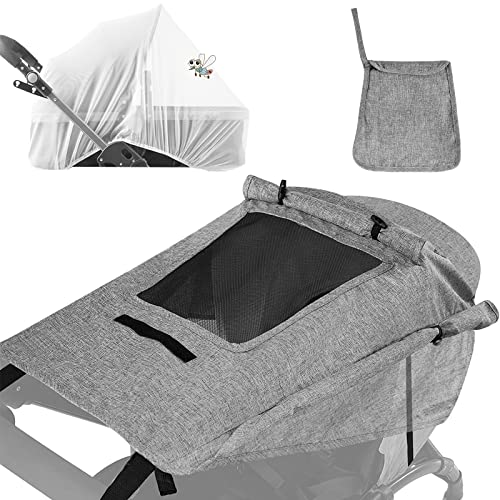 JOLNEX Kinderwagen Sonnensegel Universal Kinderwagen Sonnensegel mit Sichtfenster und extra breite Schattenflüge, lUV Schutz 50+, Wasserdicht (Moskitonetz Enthalten Cover