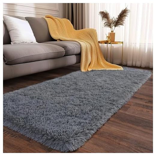 XUEDNGM Moquette Chambre Tapis Shaggy 105 x 195 cm Antidérapant et Résistant, Couleur Unie, Doux et Moelleux Tapis Décoratif pour Salon Shaggy Tapis Moderne, Gris