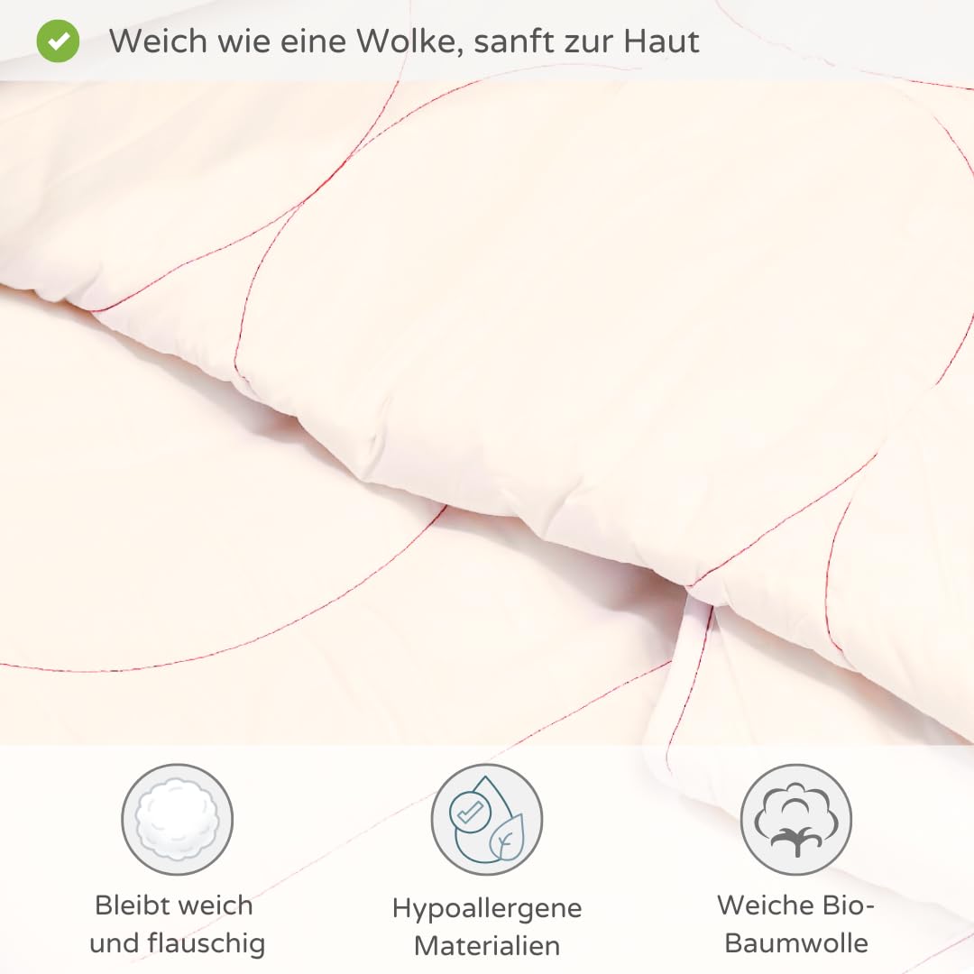 Schafwolldecke - Bettdecke aus Bio Baumwolle - 4 Jahreszeiten - Verschiedene Größen - Atmungsaktiv & weich - Woll Bettdecke mit Swisswool Füllung (290g/m2) - Hochwertiges Ganzjahr Duvet