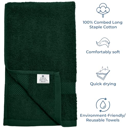 Image of DAN RIVER 6-Pack Premium Hand Towels (16x28 Inches) - 100% Cotton, Ultra Soft, Lightweight, Highly Absorbent Towels for Bathroom, Spa, Gym, Salon, Hotel, and Travel - Hunter Green
