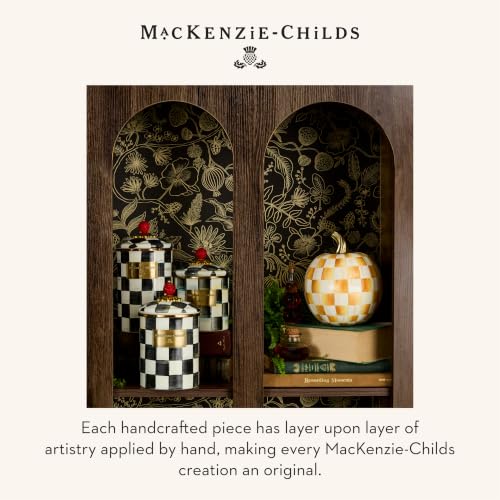 Image of MACKENZIE-CHILDS Resin Pumpkin, Small, Golden-Yellow-and-White Amber Check