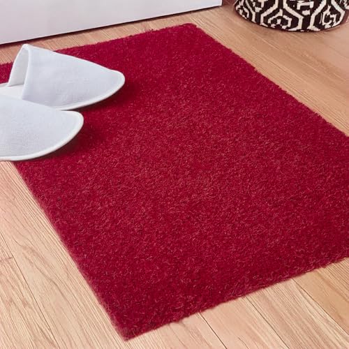 Image of Encasa XO Coir Door Mat for Home Entrance, Anti Slip PVC Back Red