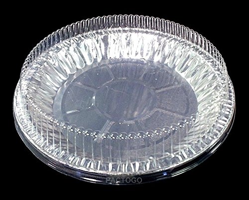 Durable Packaging 9" Aluminum Foil Pie Pan Plate Tin 1-5/16" Deep W/Clear Plastic Dome Lid Cover (Pack Of 25) #TOP1