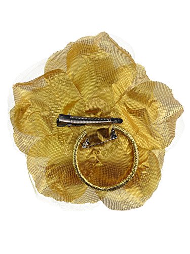 Image of Women's Multifunction Rose Flower Sheer Petal Brooch Pin Hair Tie Clip
