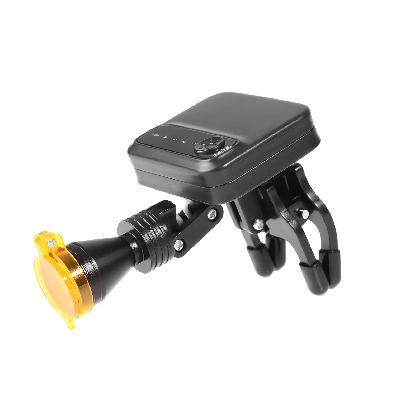 EustomA Lampada frontale a LED senza fili da 5 W con clip con filtro ottico giallo e 2 batterie per lenti d'ingrandimento YF-014
