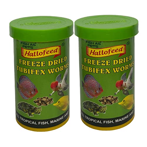 Image of Hallofeed Freeze Dried Tubifex Worms | 80 Grams (40 Grams x 2 Pieces) | Natural Fish Food