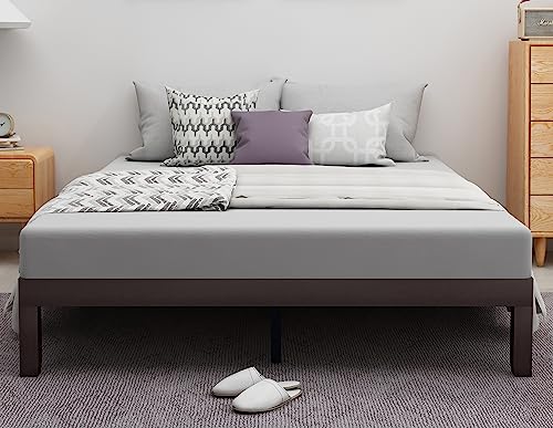 Anwickhomk Queen Size Wood Platform Bed Frame,Signature Bed Frame Without Headboard,Minimalist & Modern Style With Solid Wood,No Box Spring Needed,Strong Wood Slat Support, Easy Assembly #TOP1