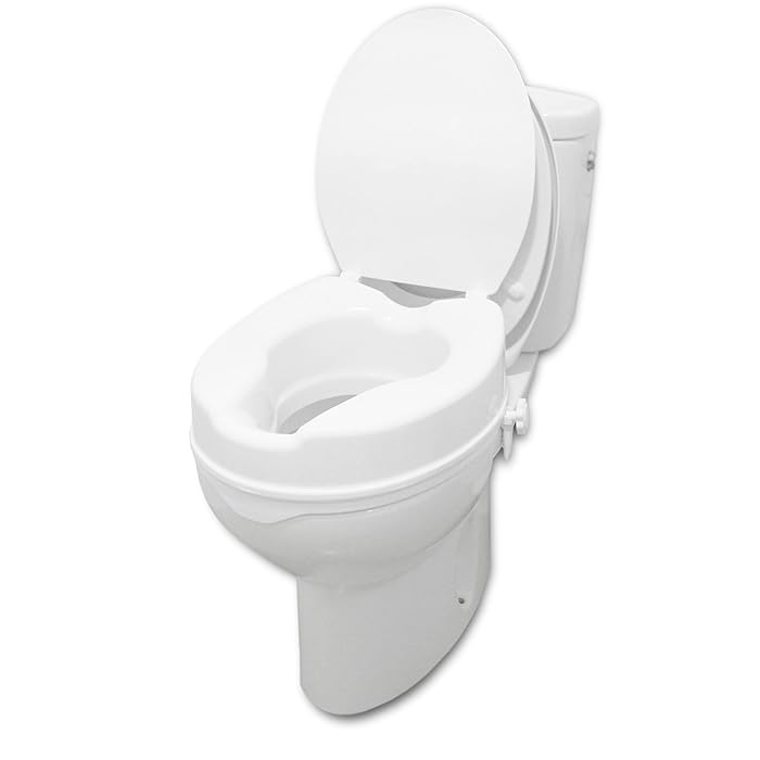 Buy Pepe Raised Toilet Seat with Lid 4 Inches, Toilet Seat Raiser for Elderly, Disabled Toilet