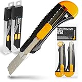 2x Instalguru Abbrechmesser Cuttermesser 18 mm Teppichmesser Paketmesser Universalmesser Allzweckmesser Kartonmesser Mehrzweck Cutter Messer mit 22x Abbrechklingen Sicherheitslock