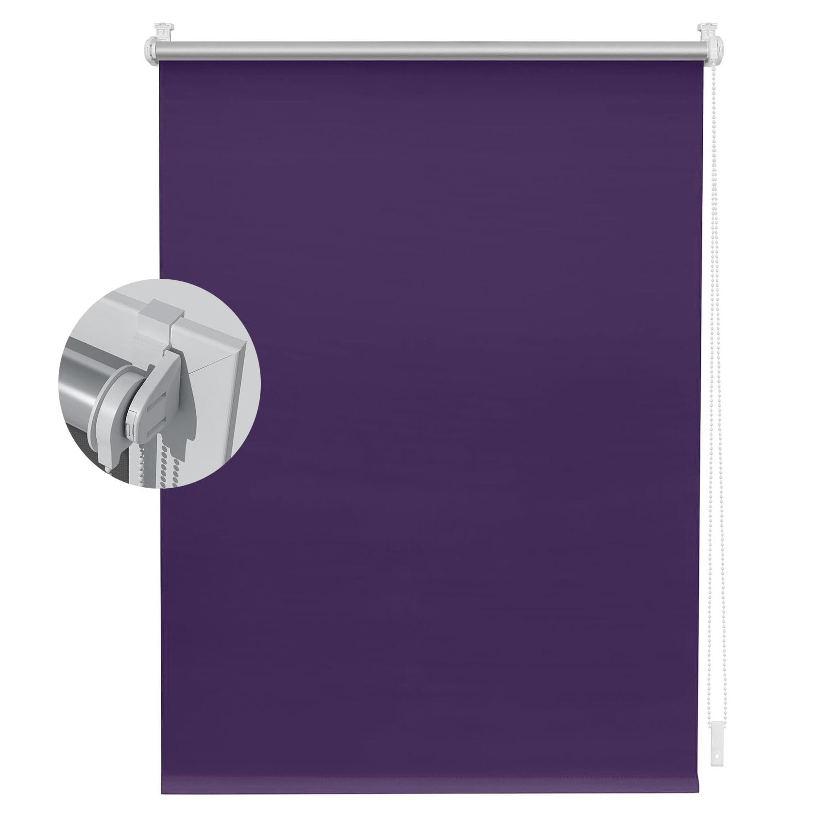 Tenda a Rullo Oscurante Klemmfix Senza Forare 50 x 160 cm Termica Isolante Privacy, Avvolgibile Termica Isolante su Misura per Tutte Le Stanze, Porpora