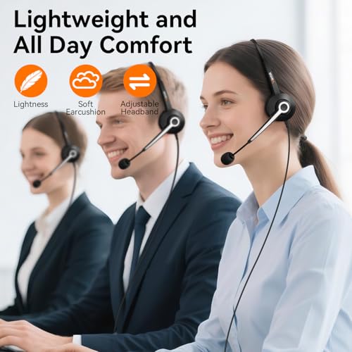 Wantek USB Headset with Microphone for PC, Computer Laptop Headset with Call Answer Button for MS Teams & IP Phones, Lightweight Design & Memory Foam Cushions for All-Day Comfort by Wantek - Image 6