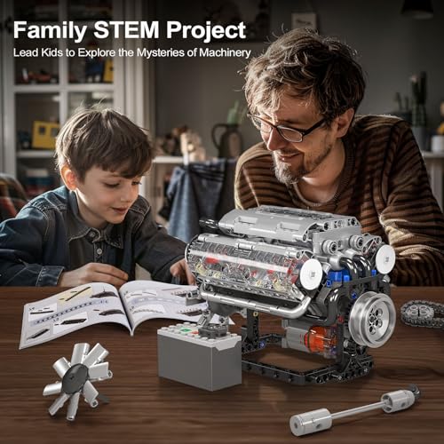 Mould King 10088 V8 Engine Model Kit - 535 Pcs to Build Your Own Mini Engine That Works - DIY STEM Mechanic Engineering Construction for Kids/Teens, Hobby Building Blocks Kit for Adults