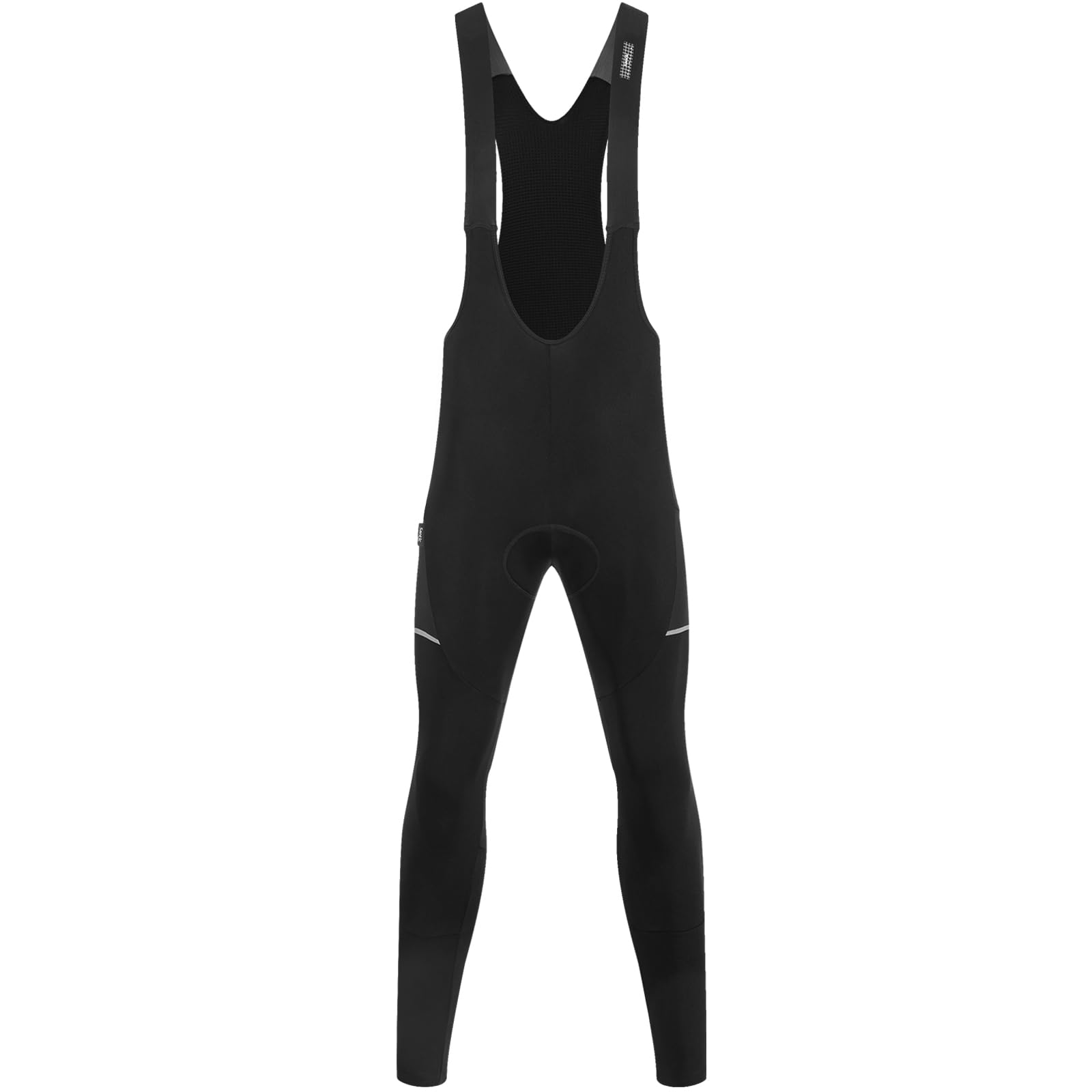 Santic Pantalones de ciclismo para hombre, térmicos, de alta elasticidad, largos, acolchados, con bolsillo lateral de malla