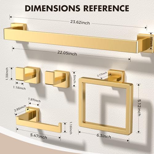 Image of 10-Pieces Gold Bathroom Accessories Set, 24 Inch Towel Bar Set | Stainless Steel, Towel Ring, Toilet Paper Holder, Robe Hooks, Towel Racks for Bathroom Wall Mounted, Bathroom Hardware Set