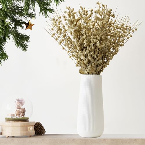 CristBest 24-Pack Christmas Tree Picks Ornaments, Artificial Glitter Berry Stem Glittery Twigs Ornaments for Christmas Tree Decorations, Small Vase, Holiday, Wedding, Party Decorations (Gold) - image 4