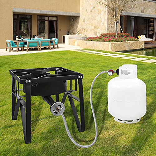 Stanbroil 0-30Psi High Pressure Adjustable Propane Regulator Type 1 Connection With 3/8 Female Flare Swivel Fitting And 48-Inch Stainless Steel Braided Hose Assembly Kit #TOP5