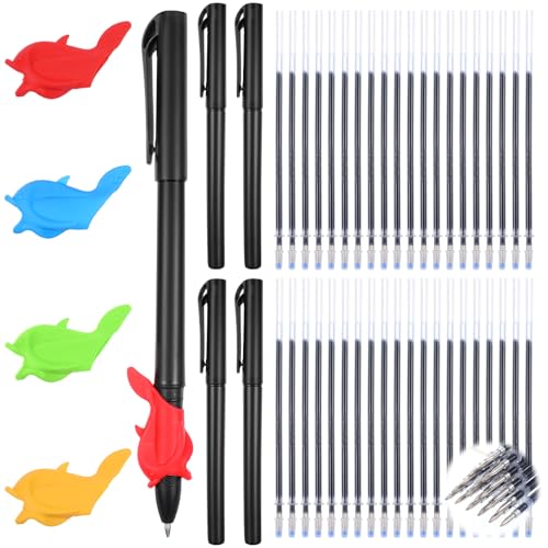 Wanmu 44Pcs Magic Pens & Refills for Magic Copybooks, Invisible Grooved Book Disappearing Ink Pens Maker with Writing Grip for Reusable Handwriting Workbooks Practice, Drawing