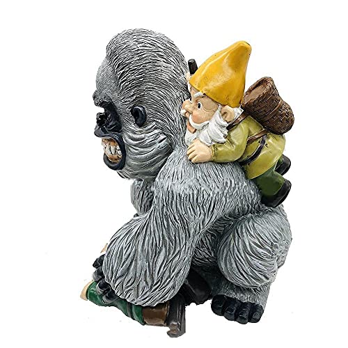 Qiansheng Funny Garden Gnome Statue Gorilla Eating Gnomes Figurine Gorilla And Gnomes Sculpture For Lawn Patio Yard Statue Decor Garden Art Outdoor Ornament Indoor Decoration #TOP2