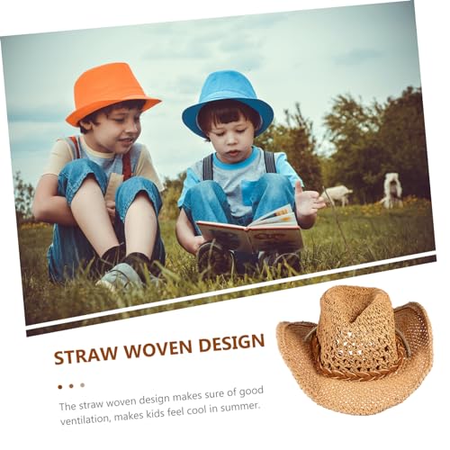 Portable Boy Girl Straw Woven Sun Hat Wide Brim Beach Hat for Toddlers Lightweight Uv Outdoor Accessory for Boy Girl Light4