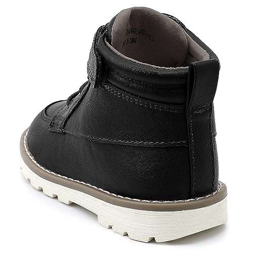 HOMEHOT Boys Fashion Boots High Top Sneakers Faux Leather (toddller/littile kids) color black size 10 angle 5