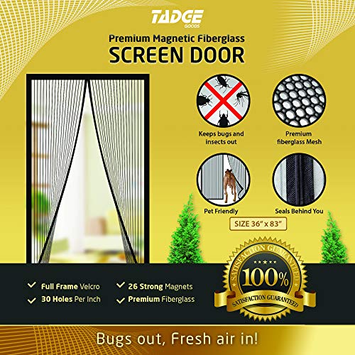 Magnetic Mesh Bug Screen Door - Strong Magnets, Premium Fiberglass Curtain - Full
