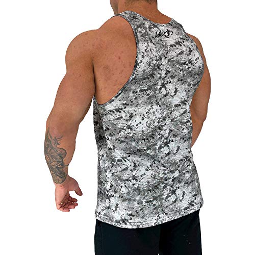 Regata Masculina Cavada MXD Conceito Train Hard Rosca Direta Bíceps (Nuvens Cinza, M)