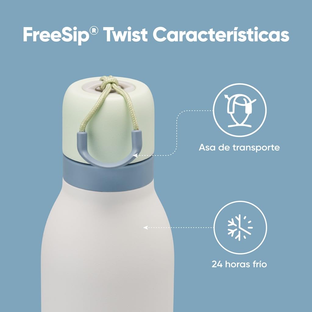 Owala FreeSip Twist botella agua acero inoxidable con pajita, 710 ml - Botella térmica a prueba de fugas para el deporte y los viajes, sin BPA, Iced Breeze