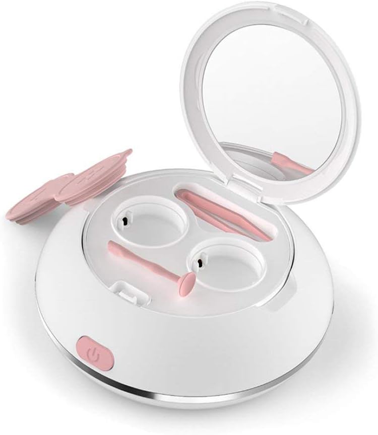 Contact Lens Cleaner Case of 3N, Three Generations of Restorer Machine Electric Cleaning Box Automatic Care Box Contact Lens Cosmetic Cleaner (White)