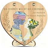 Holzherz Geldgeschenk Hochzeit mit Ständer, Personalisierbare Hochzeitskarte zur Heirat, Handmade Deko Geschenk für Brautpaar, Tischdekoration Hochzeitsgeschenk